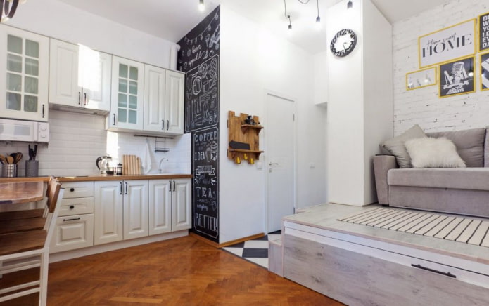 diseño de la zona de cocina en un estudio