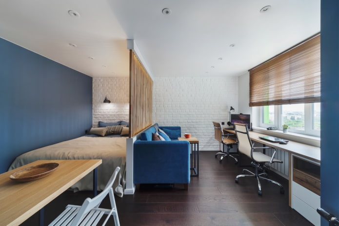 diseño del área para dormir en el interior de un apartamento tipo estudio