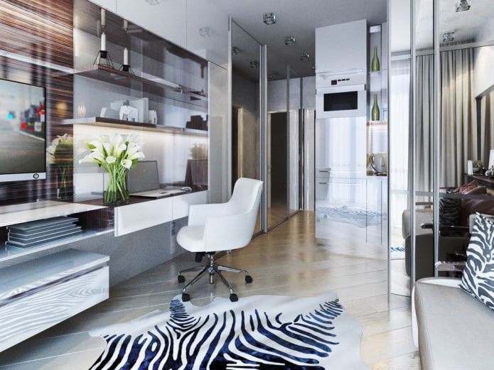 diseño de un área de trabajo en el interior de un apartamento tipo estudio
