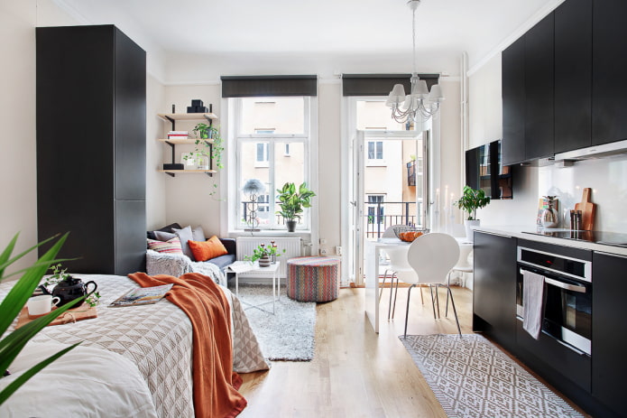 Interior de un estudio de estilo escandinavo