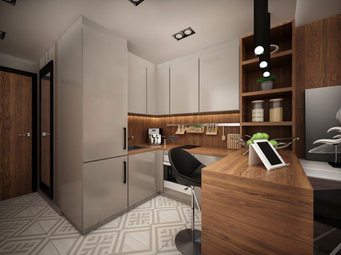 Área de cocina en el interior de un estudio