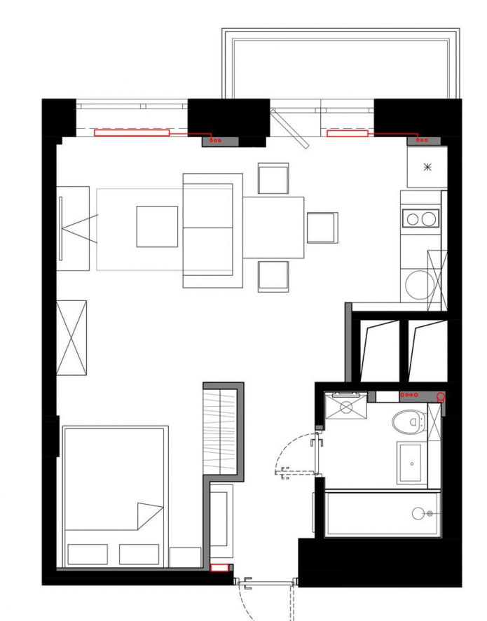 Diseño del estudio: 29 m².