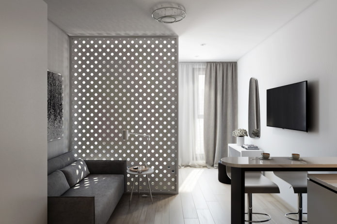 zonificación en el interior de un apartamento tipo estudio