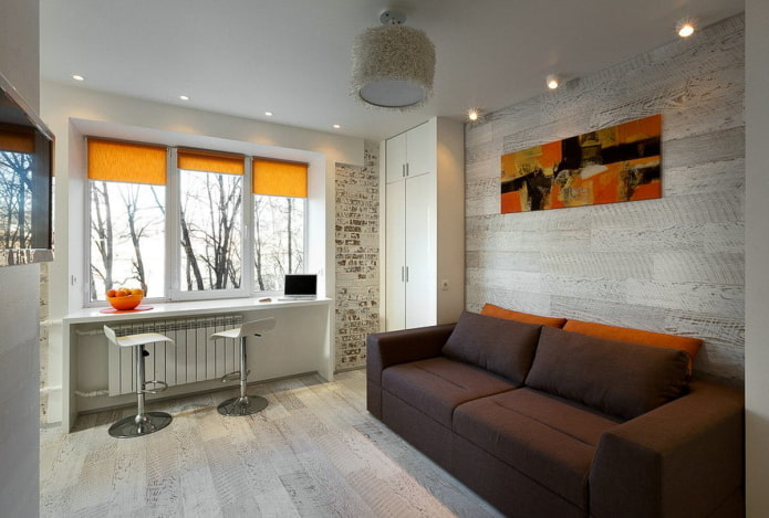 Disposición de los muebles en el interior de un apartamento tipo estudio