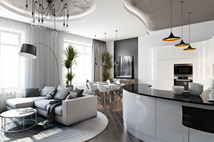 interior de un apartamento tipo estudio de estilo high-tech