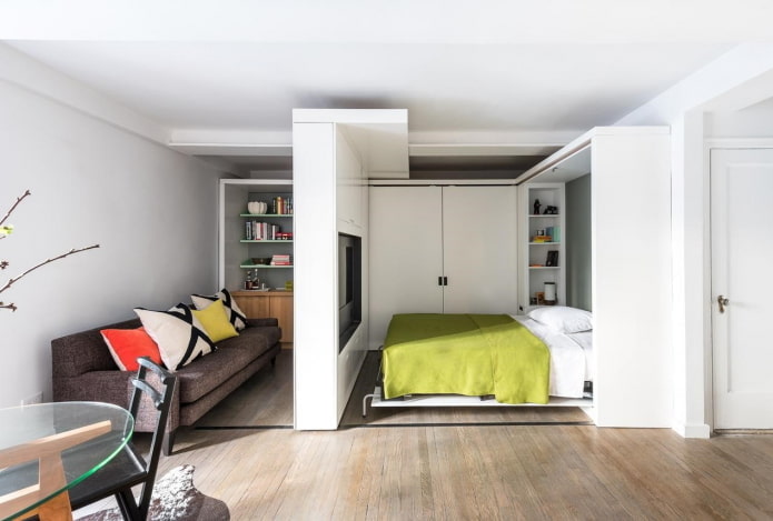 Disposición de muebles en el interior de un estudio