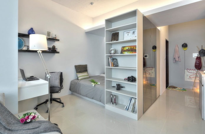 Disposición de los muebles en el interior de un apartamento tipo estudio