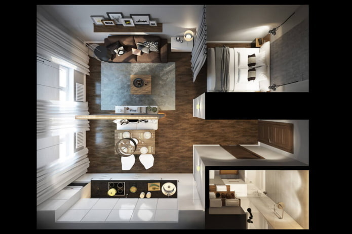diseño de estudio de 29 m².