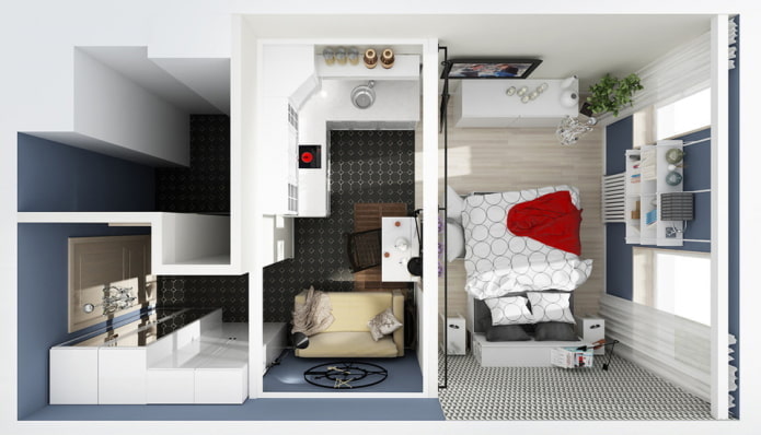 Diseño de estudio de 30 m²
