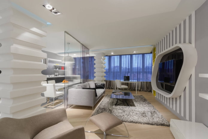 interior de un apartamento tipo estudio de alta tecnología