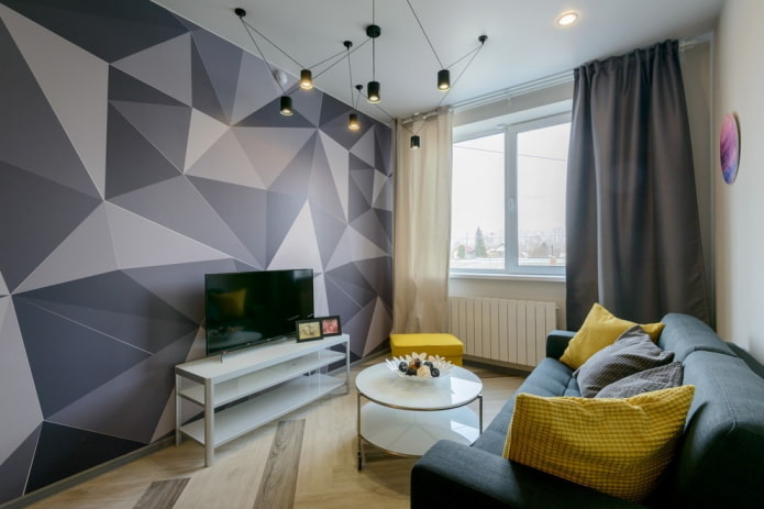 salón rectangular de 16 m²