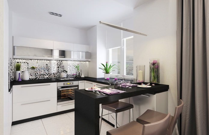 Diseño de cocina pequeña con barra