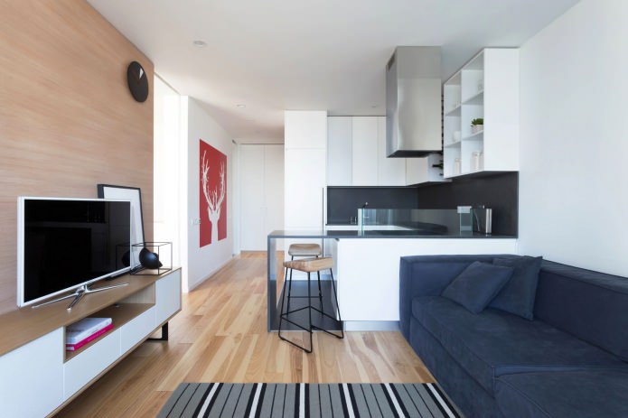 Diseño de cocina-salón con barra