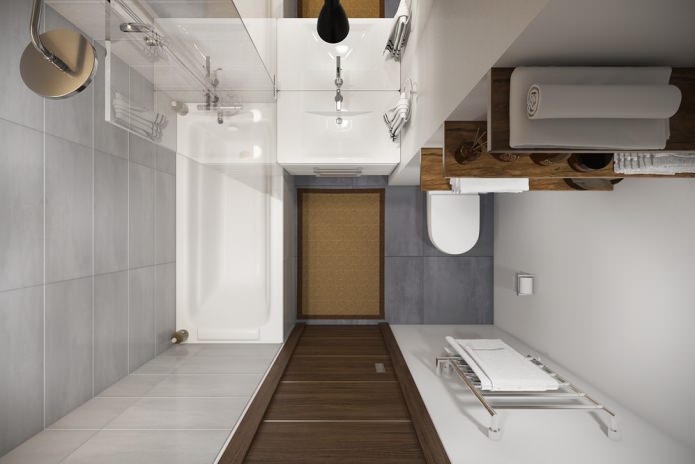 Interior del baño en un apartamento tipo estudio