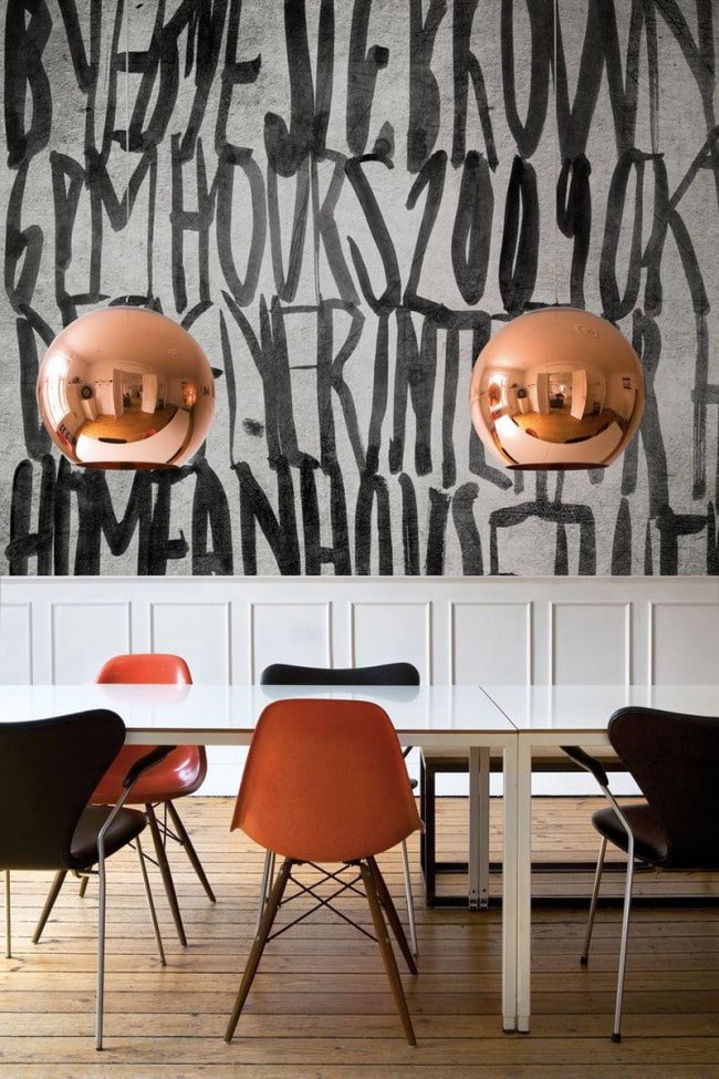 Papel pintado con inscripciones para interiores