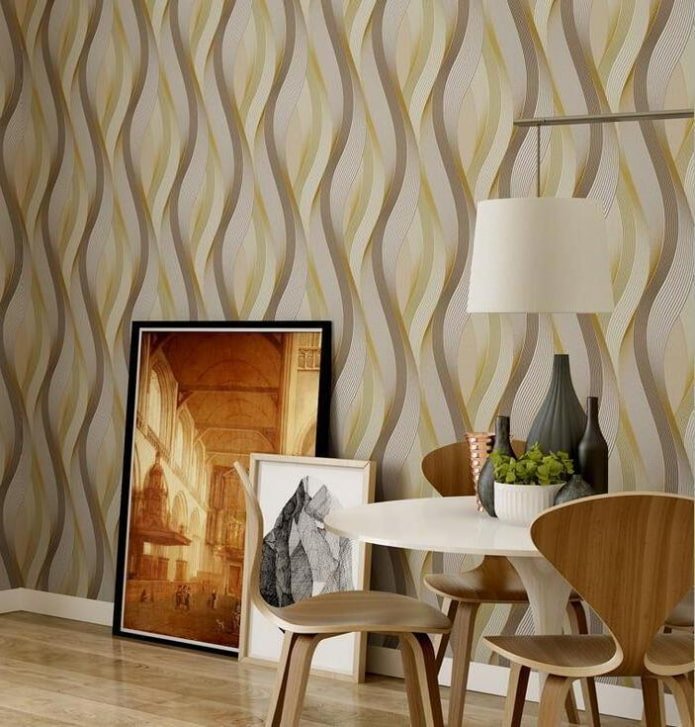 Papel pintado con estampado de ondas