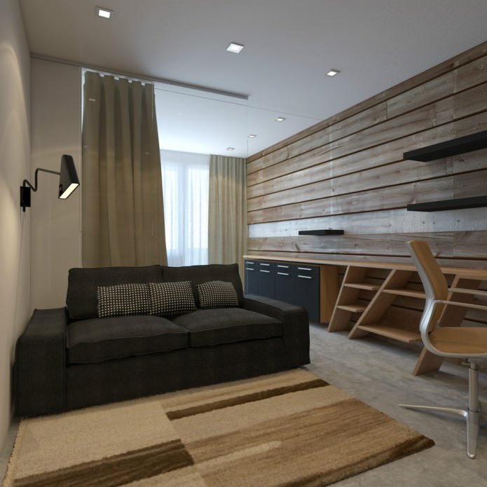 Sala de estar con diseño de apartamento de una habitación de 33 m².
