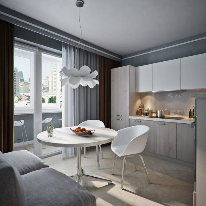 Cocina en el diseño de un apartamento de 38 m².