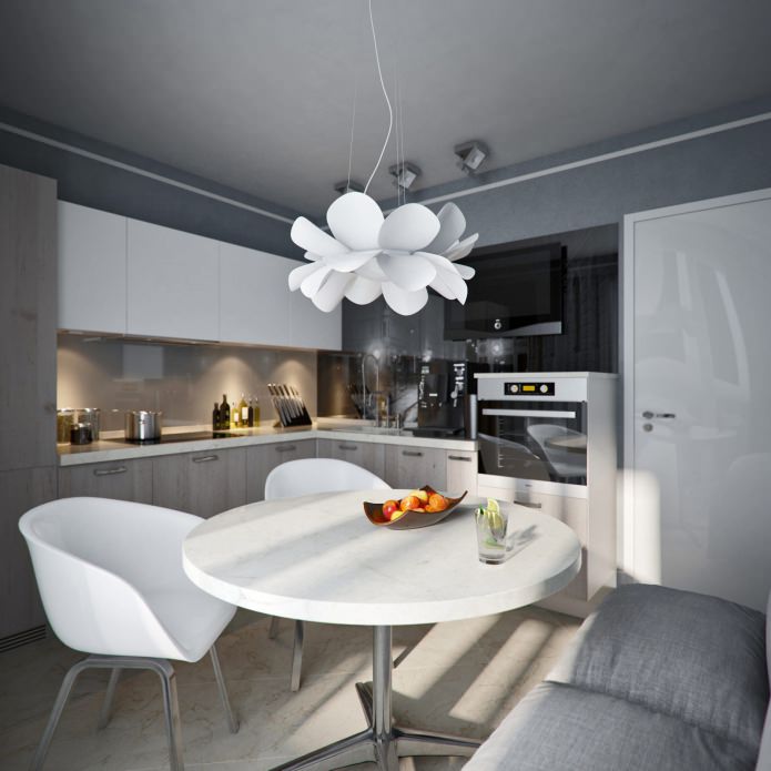 Cocina en el diseño de un apartamento de 38 m².