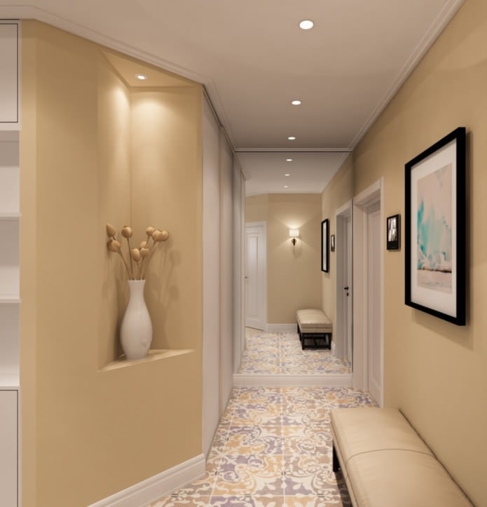 Pasillo en un apartamento de una habitación de 50 m²