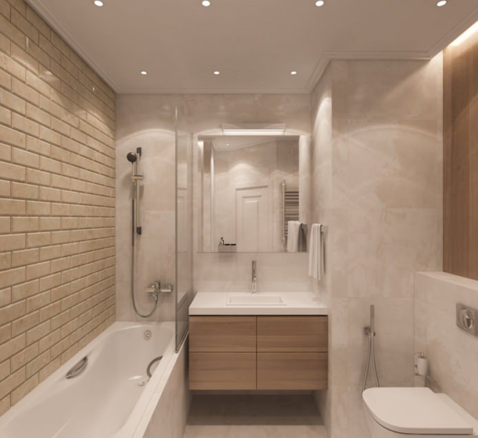 Baño en un apartamento de una habitación de 50 m²