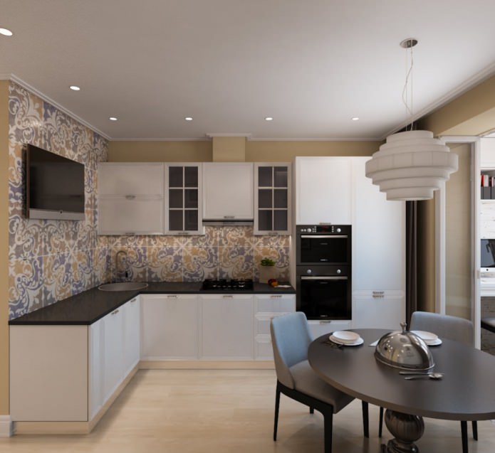 Cocina en un apartamento de una habitación de 50 m²