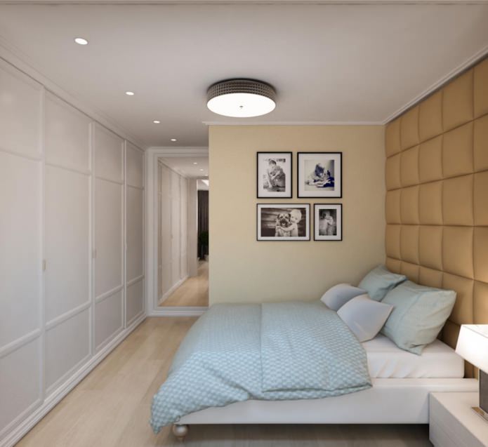 Dormitorio en un apartamento de una habitación de 50 m²