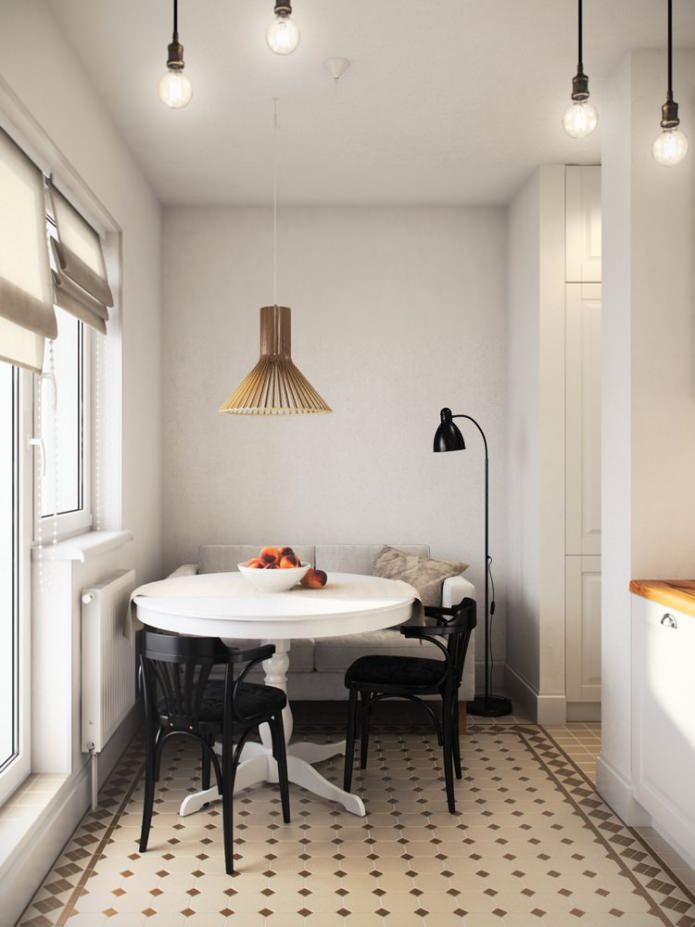 Cocina en el diseño de un apartamento de una habitación de 36 m².