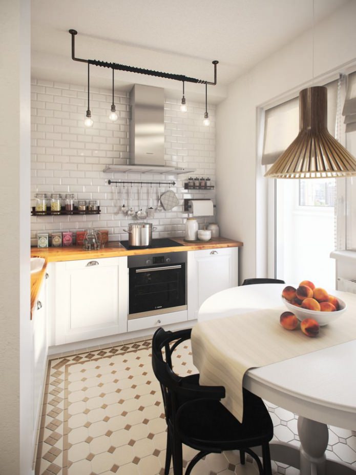 Cocina en el diseño de un apartamento de una habitación de 36 m².