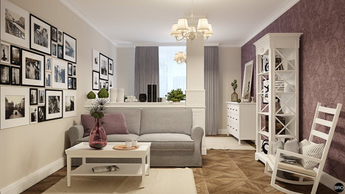 salón en el proyecto de un apartamento de una habitación