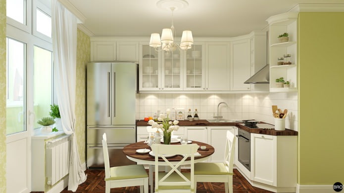 Cocina en el proyecto de un apartamento de una habitación