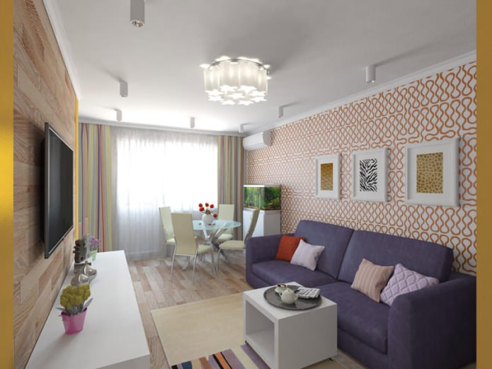 proyecto de un Khrushchevka de dos habitaciones de 44 m2.