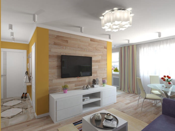 proyecto de Khrushchevka de dos habitaciones de 44 m2.