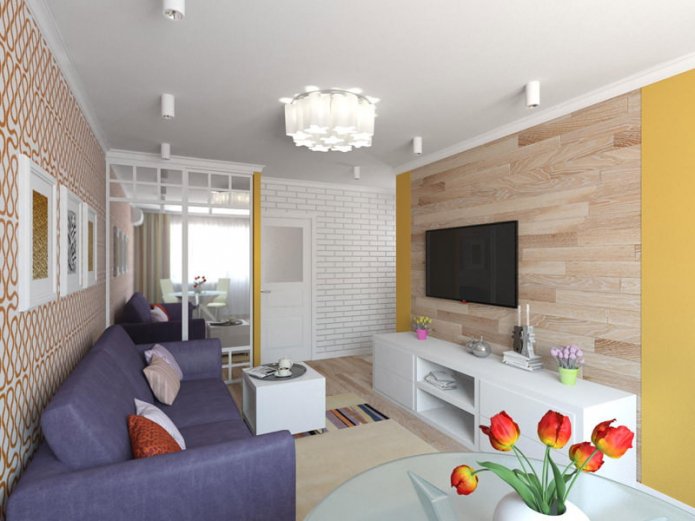 Proyecto de una casa Khrushchevka de dos habitaciones de 44 m².