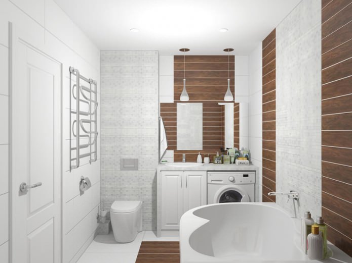 baño en un Khrushchevka de dos habitaciones de 44 m2.