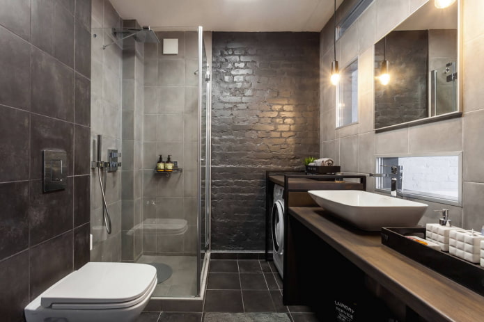 baño tipo loft oscuro