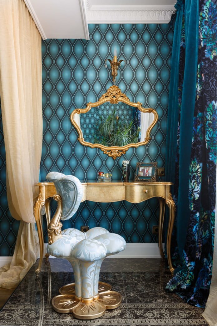 Combinación de marrón oscuro con azul