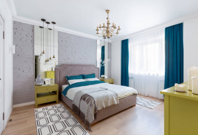 dormitorio con detalles brillantes