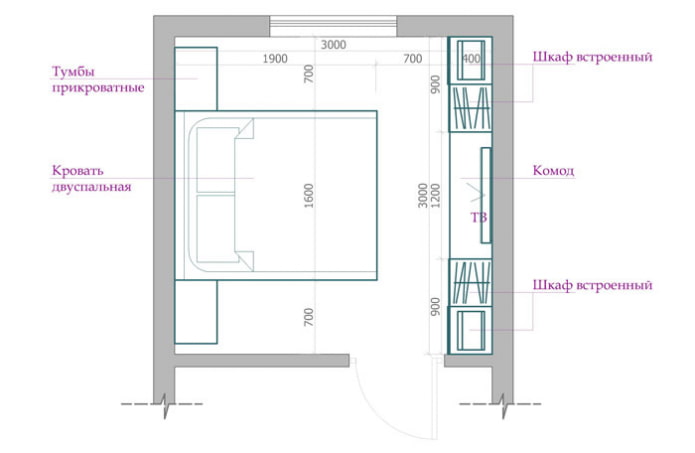 diseño del dormitorio 9 sq