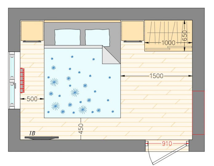 diseño del dormitorio 9 sq