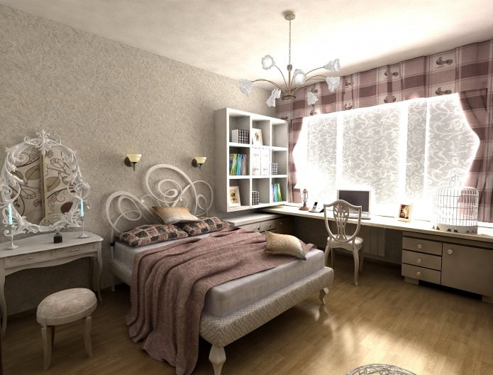 Interior de dormitorio clásico para niña