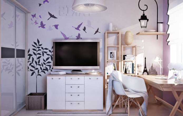 escritorio en el dormitorio para niña