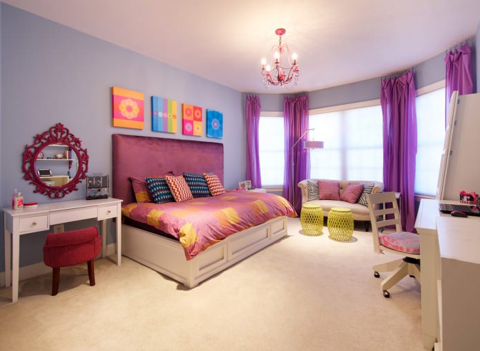 interior del dormitorio de una niña