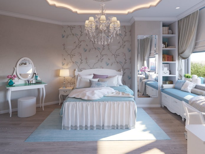 Interior de dormitorio clásico para niña