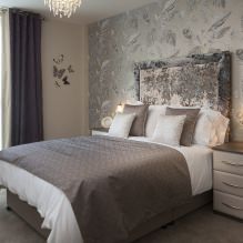 Diseño de dormitorio con papel pintado gris: 70 mejores fotos del interior-2