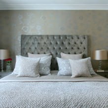Diseño de dormitorio con papel pintado gris: 70 mejores fotos de interiores - 17