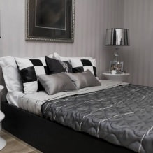 Diseño de dormitorio con papel pintado gris: 70 mejores fotos del interior-14