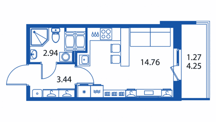 Distribución de apartamentos 22 m²
