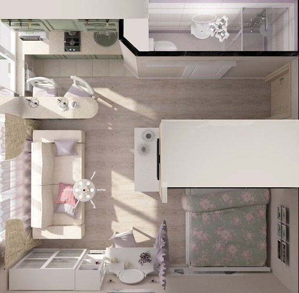 Distribuciones de apartamento de 22 m²