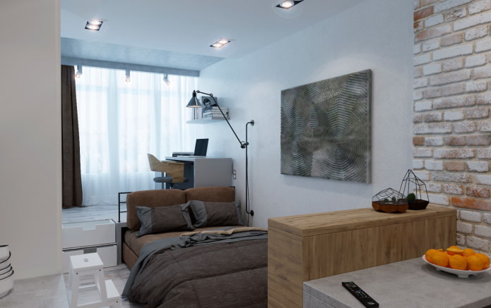 disposición de muebles en el interior de un estudio
